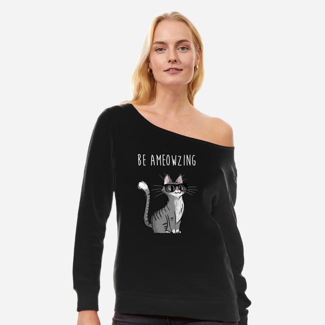 Be Ameowzing-womens off shoulder sweatshirt-ursulalopez