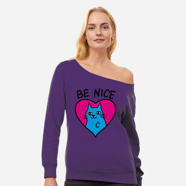 BE NICE-womens off shoulder sweatshirt-hislla