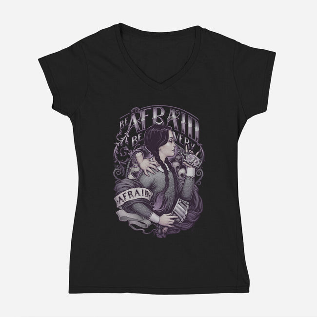 Be Very Afraid-womens v-neck tee-MedusaD