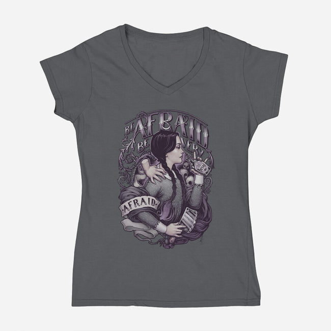 Be Very Afraid-womens v-neck tee-MedusaD