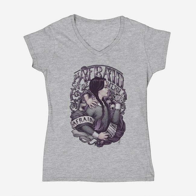 Be Very Afraid-womens v-neck tee-MedusaD