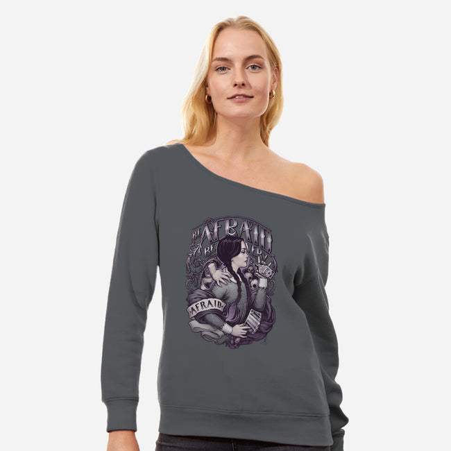 Be Very Afraid-womens off shoulder sweatshirt-MedusaD