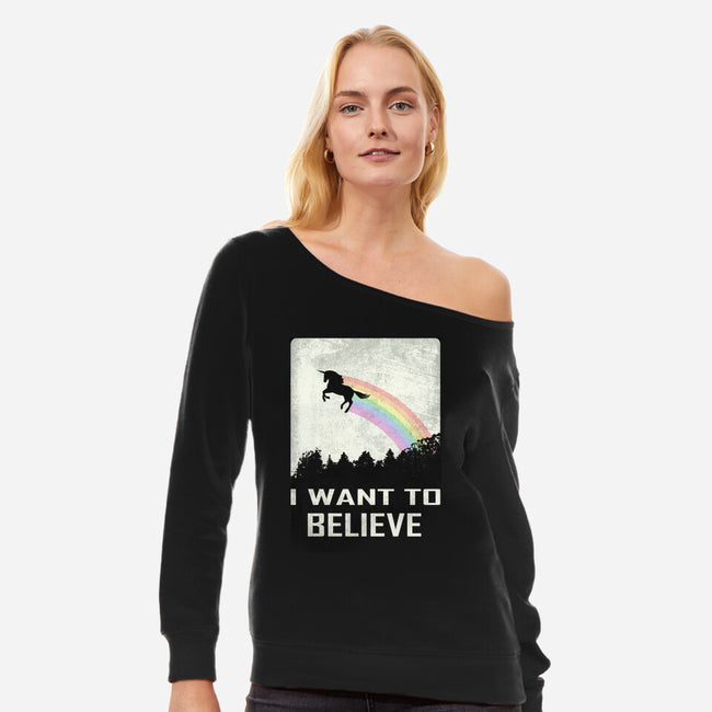 Believe in Magic-womens off shoulder sweatshirt-NakaCooper