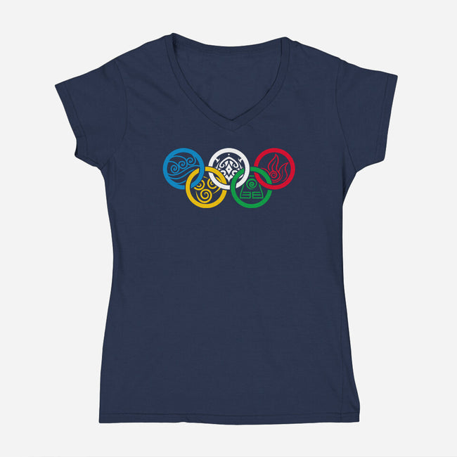 Bending Olympics-womens v-neck tee-KindaCreative