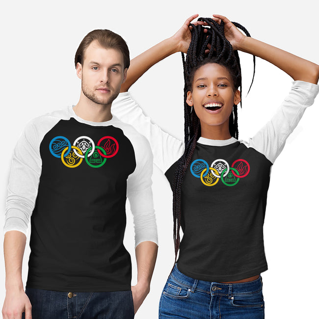Bending Olympics-unisex baseball tee-KindaCreative