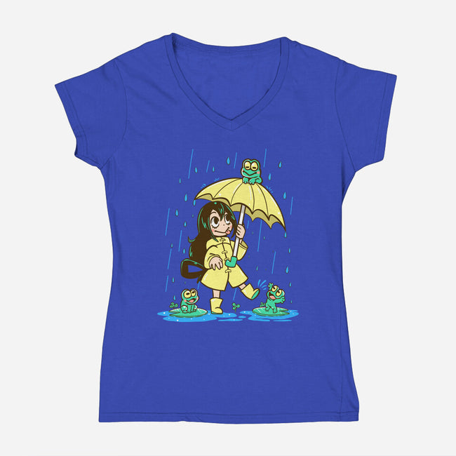 Best Frog Girl-womens v-neck tee-TechraNova