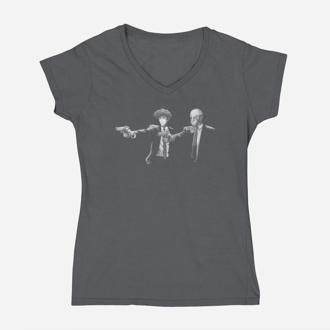 Bibappu Fiction-womens v-neck tee-blackhand