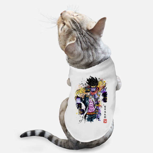 Bizarre Adventure Watercolor-cat basic pet tank-DrMonekers
