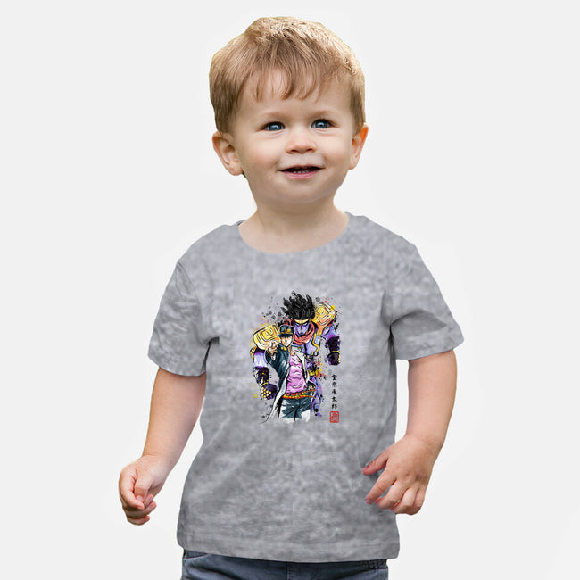 Bizarre Adventure Watercolor-baby basic tee-DrMonekers