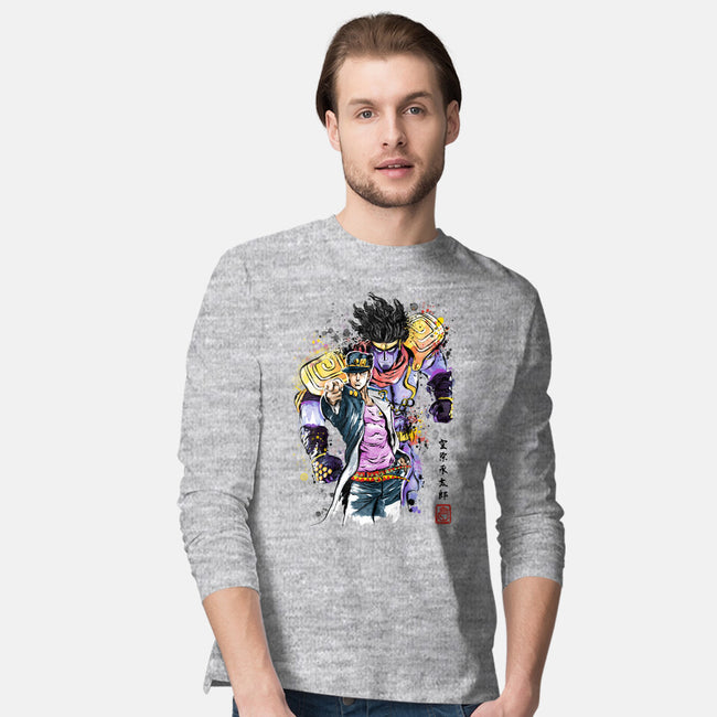 Bizarre Adventure Watercolor-mens long sleeved tee-DrMonekers