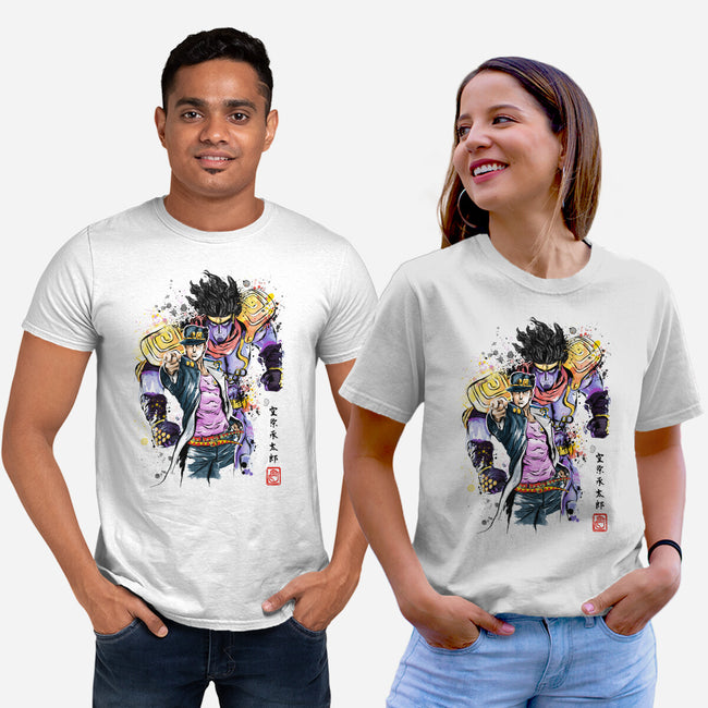 Bizarre Adventure Watercolor-unisex basic tee-DrMonekers