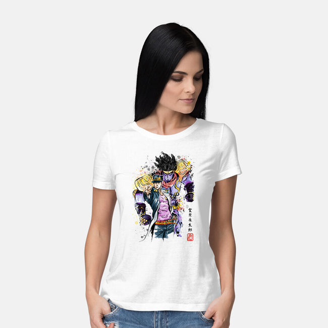 Bizarre Adventure Watercolor-womens basic tee-DrMonekers