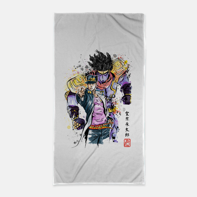 Bizarre Adventure Watercolor-none beach towel-DrMonekers