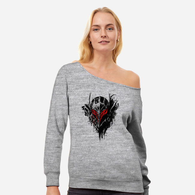 Black Warrior-womens off shoulder sweatshirt-alemaglia
