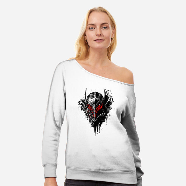 Black Warrior-womens off shoulder sweatshirt-alemaglia