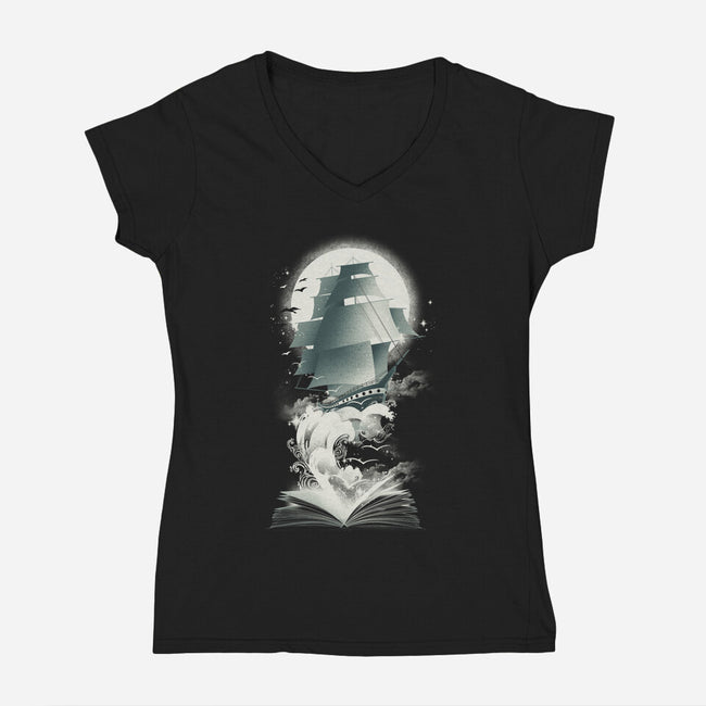 Book of Adventures-womens v-neck tee-dandingeroz