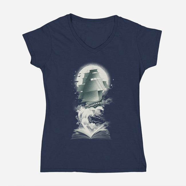 Book of Adventures-womens v-neck tee-dandingeroz