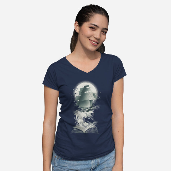 Book of Adventures-womens v-neck tee-dandingeroz