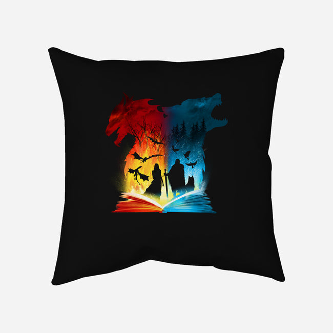Book of Fire and Ice-none removable cover throw pillow-dandingeroz