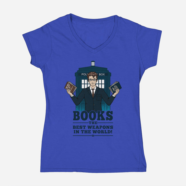 Books, The Best Weapons-womens v-neck tee-pigboom