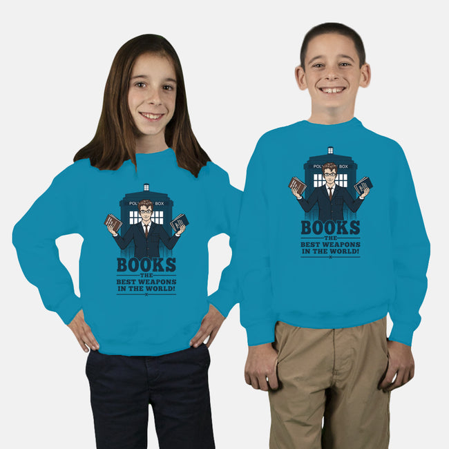 Books, The Best Weapons-youth crew neck sweatshirt-pigboom