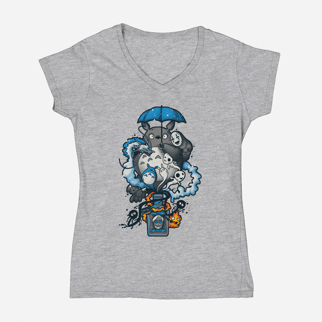 Bottled Spirits-womens v-neck tee-Letter_Q