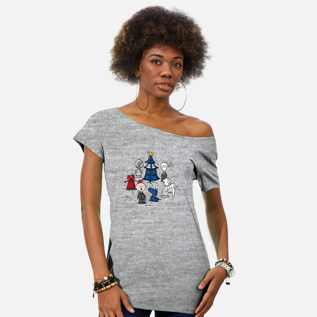 A Charlie Who Christmas-womens off shoulder tee-Fishbiscuit