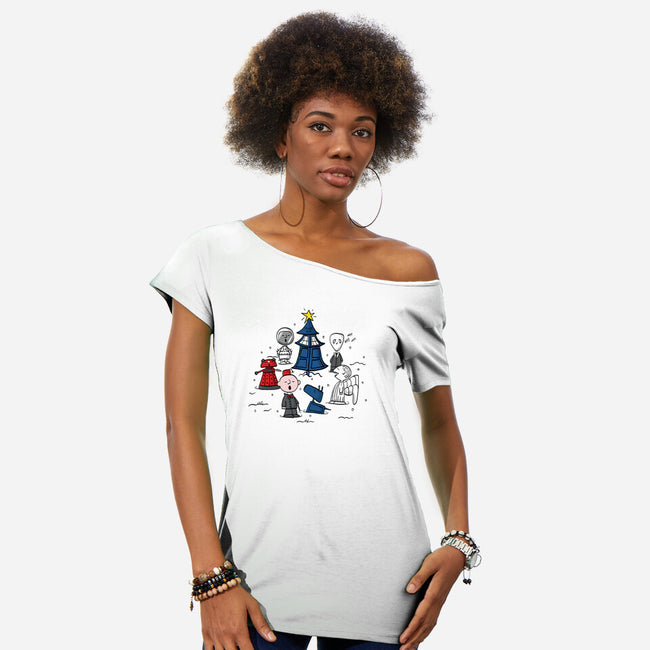 A Charlie Who Christmas-womens off shoulder tee-Fishbiscuit