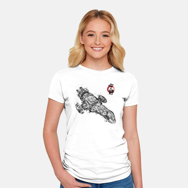 A Leaf on the Sumi-e-womens fitted tee-DrMonekers