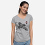 A Leaf on the Sumi-e-womens v-neck tee-DrMonekers