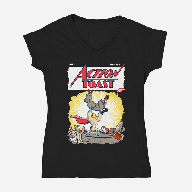 Action Toast-womens v-neck tee-hoborobo