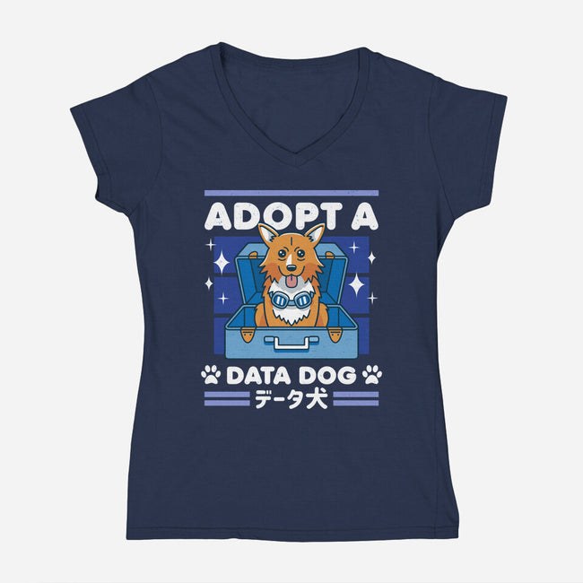 Adopt a Data Dog-womens v-neck tee-adho1982