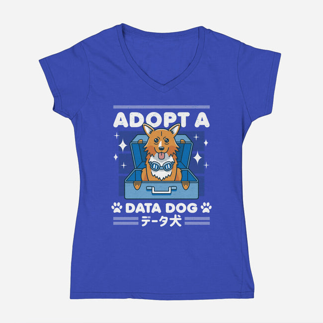 Adopt a Data Dog-womens v-neck tee-adho1982