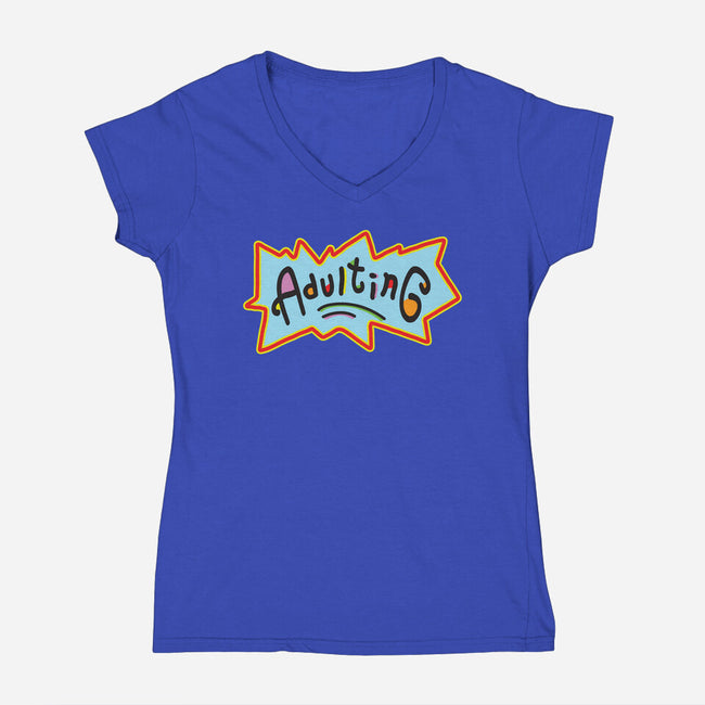 Adulting-womens v-neck tee-FreshFleur
