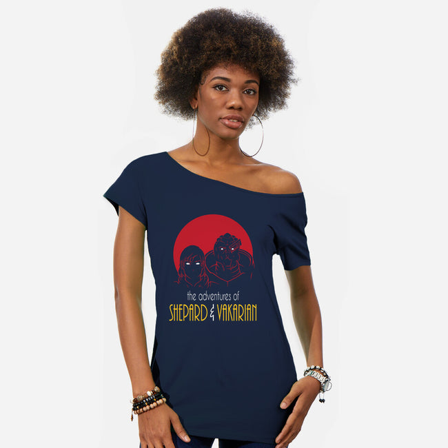 Adventures of FemShep-womens off shoulder tee-Cattoc_C