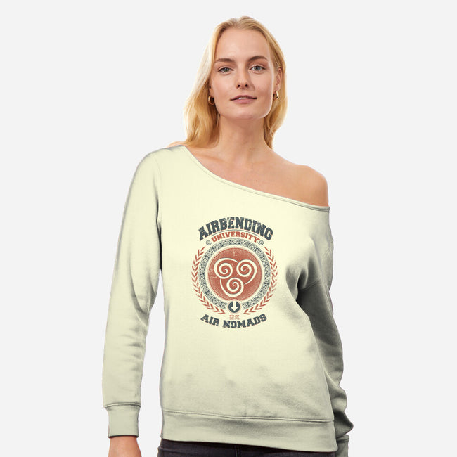 Airbending University-womens off shoulder sweatshirt-Typhoonic