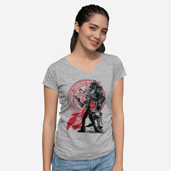 Alchemist Brothers-womens v-neck tee-DrMonekers