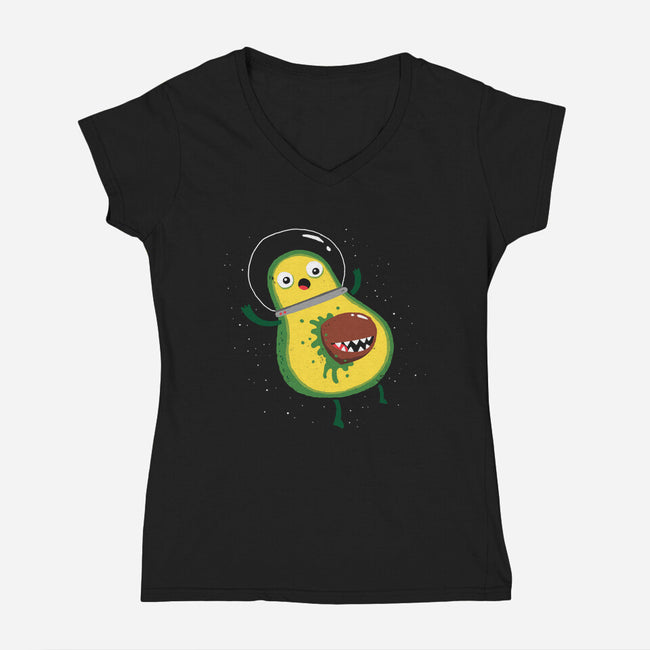 Alien Avocado-womens v-neck tee-DinoMike