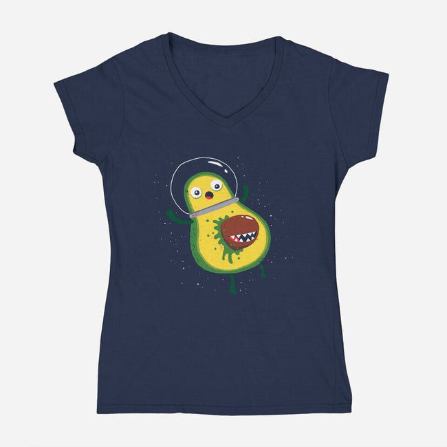 Alien Avocado-womens v-neck tee-DinoMike