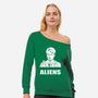 Aliens-womens off shoulder sweatshirt-BrushRabbit