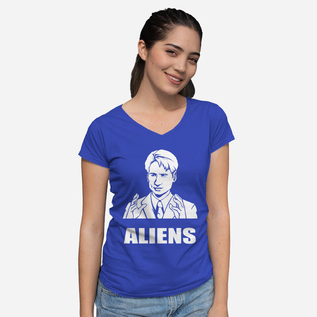 Aliens-womens v-neck tee-BrushRabbit