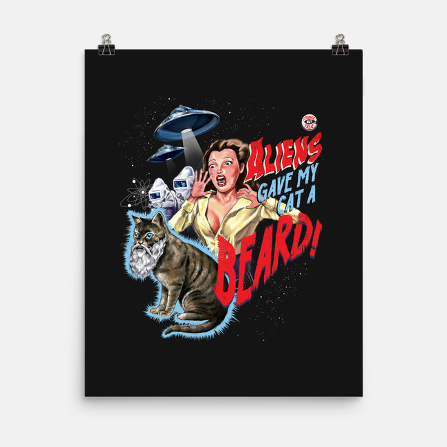 Aliens Gave My Cat a Beard-none matte poster-Steven Rhodes