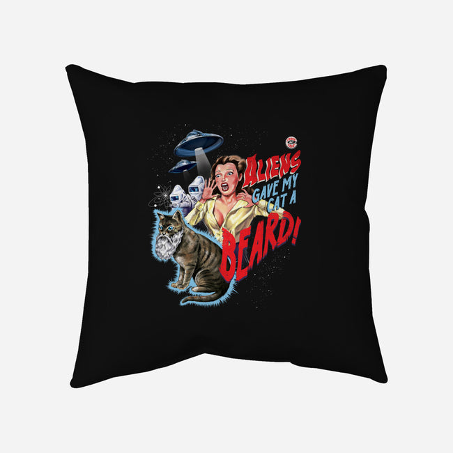 Aliens Gave My Cat a Beard-none non-removable cover w insert throw pillow-Steven Rhodes