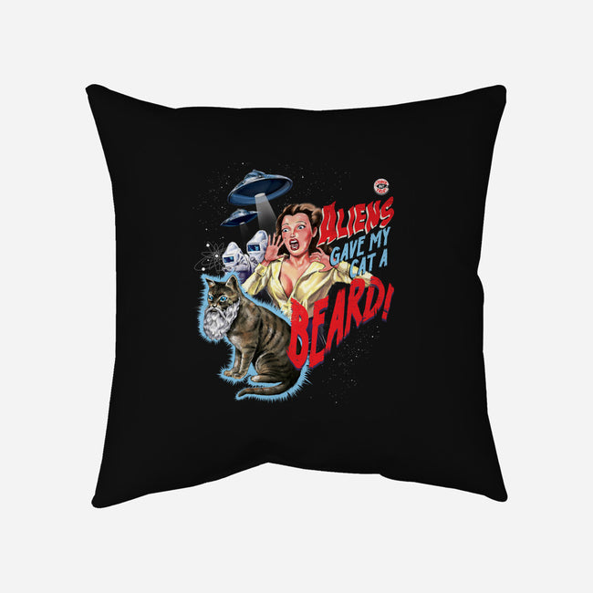 Aliens Gave My Cat a Beard-none removable cover w insert throw pillow-Steven Rhodes