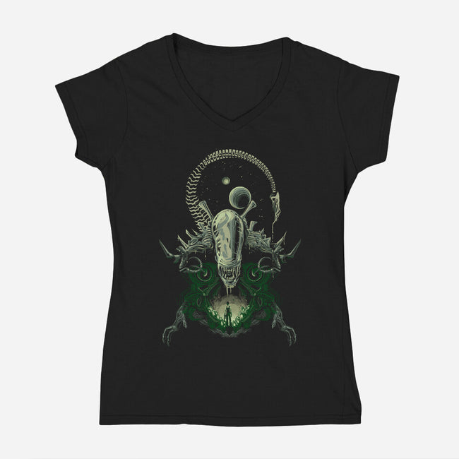 Alien's Nightmare-womens v-neck tee-Harantula