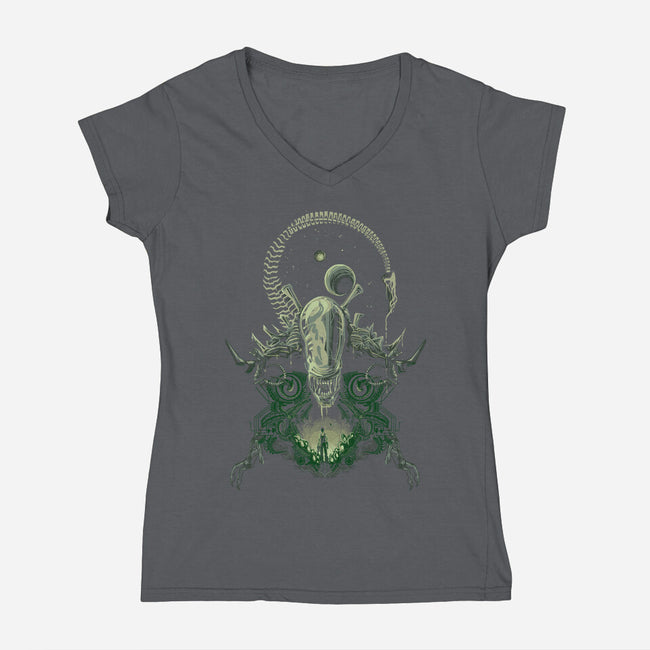 Alien's Nightmare-womens v-neck tee-Harantula