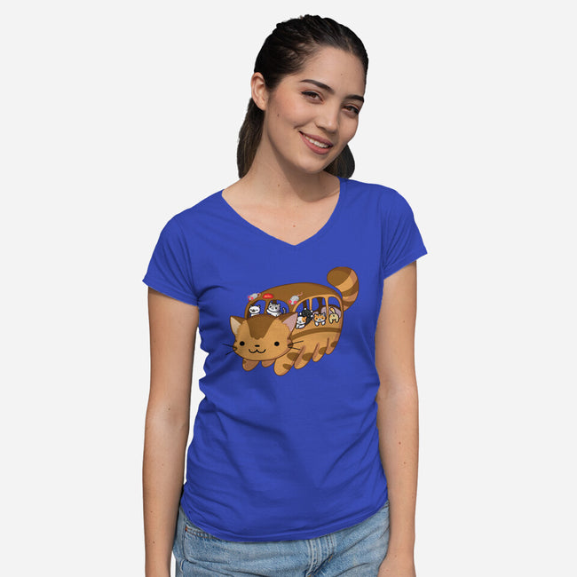 All Aboard-womens v-neck tee-kpcomix