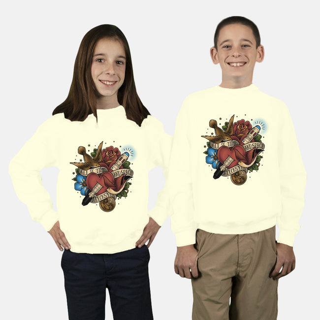 All of Time and Space Tattoo-youth crew neck sweatshirt-MeganLara