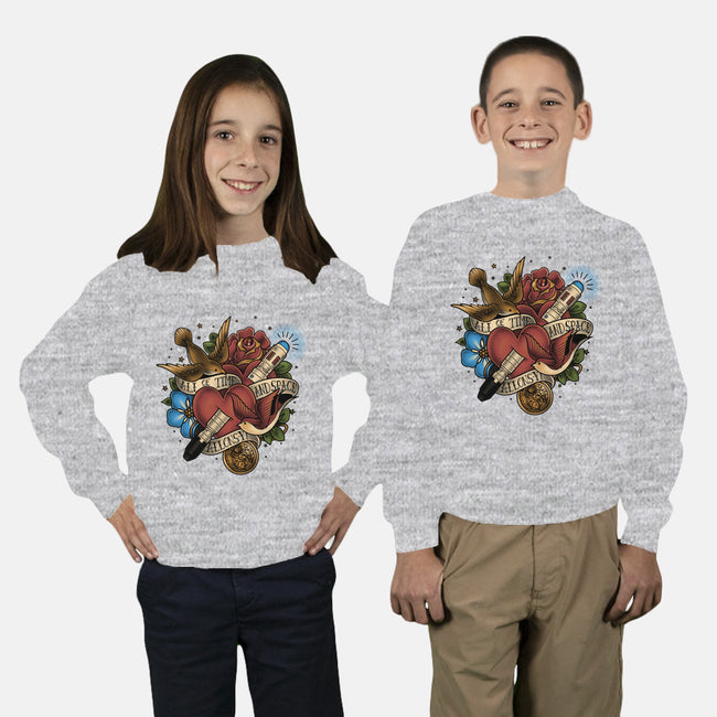 All of Time and Space Tattoo-youth crew neck sweatshirt-MeganLara