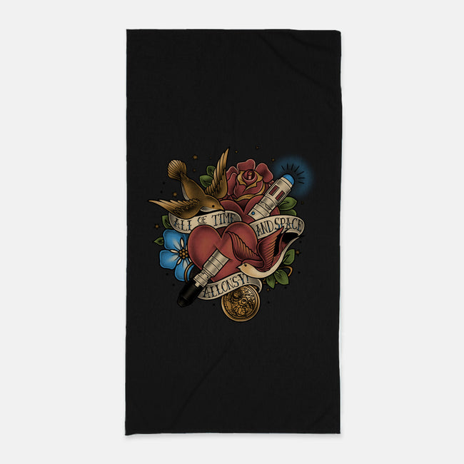 All of Time and Space Tattoo-none beach towel-MeganLara